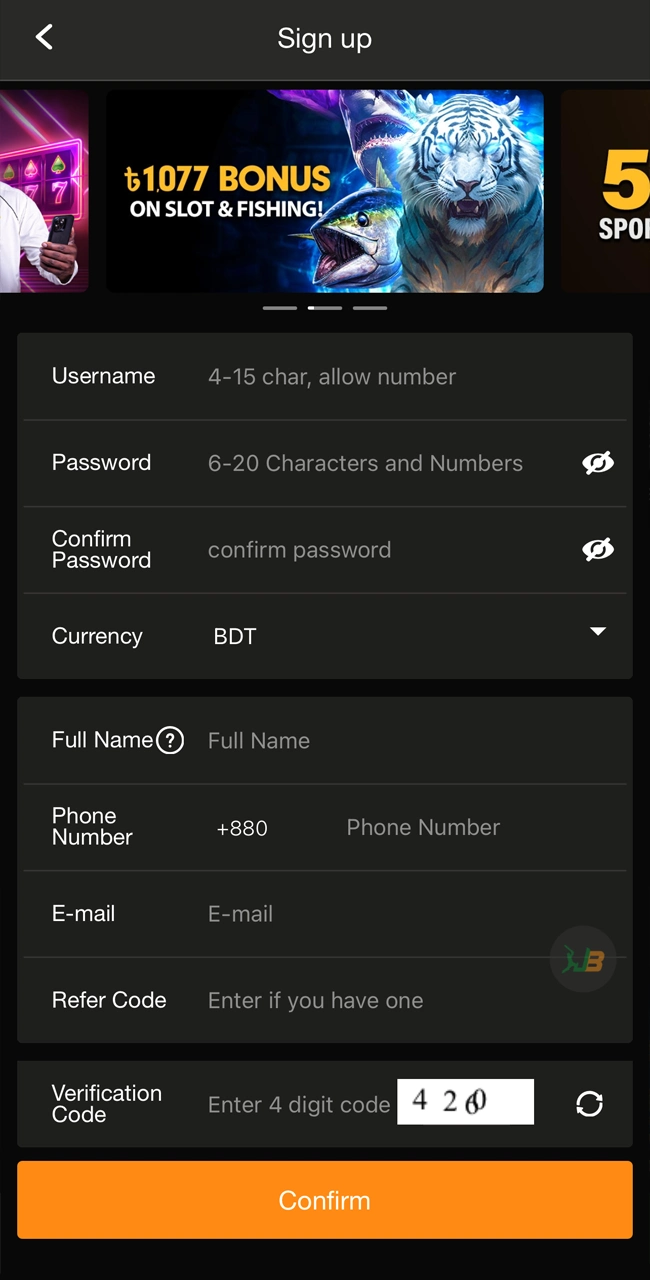আপনার JeetBuzz অ্যাকাউন্টে লগ ইন করুন অথবা একটি নতুন অ্যাকাউন্ট নিবন্ধন করুন।